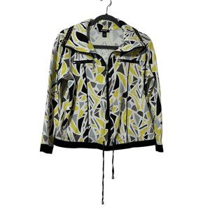 Graffiti women’s sz M yellow stain glass print full zip cropped athletic jacket